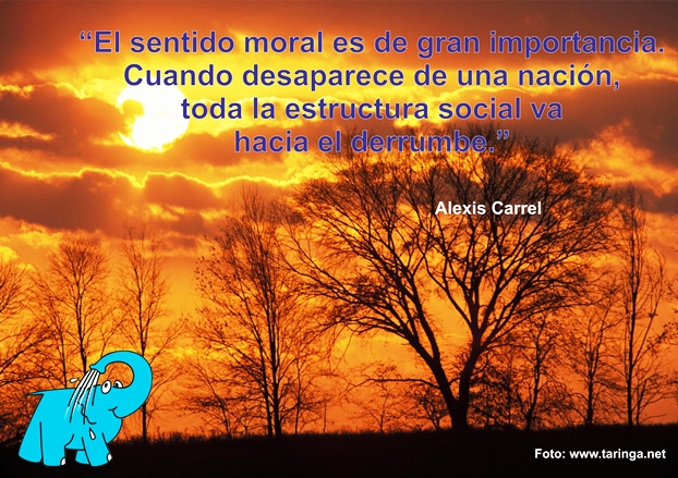El sentido moral es de gran importancia. Cuando desaparece de una nación, toda la estructura social va hacia el derrumbe.
